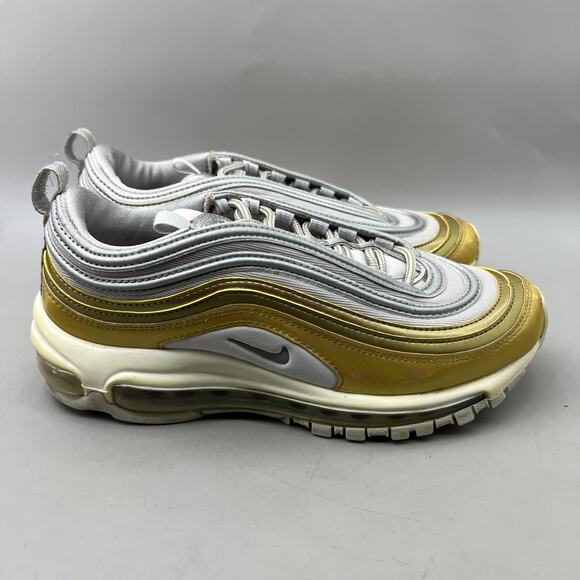 Nike Air Max 97 LX Running Shoes Women Size 7 Gold Silver Comfort Low Sneakers - Picture 1 of 9